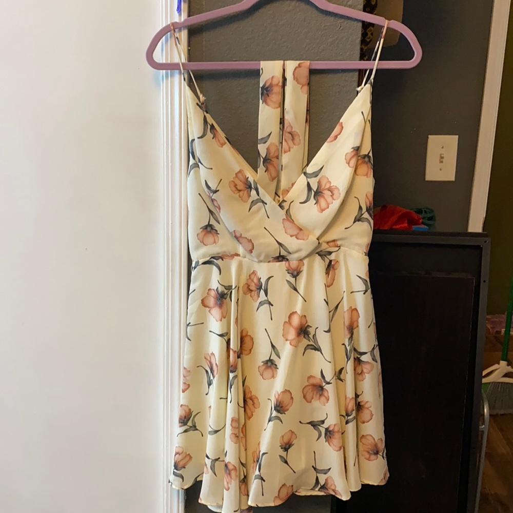 Floral tan dress